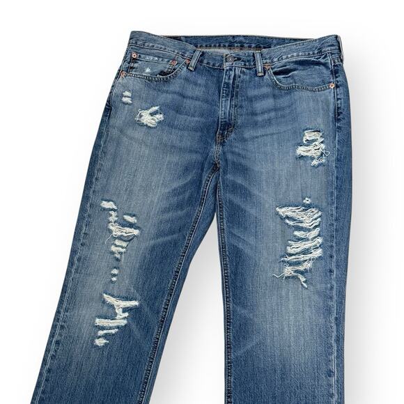 Levis 541 Athletic Fit Distressed Jeans Mens 36x32 Blue Medium Wash 100% Cotton - Picture 2 of 11